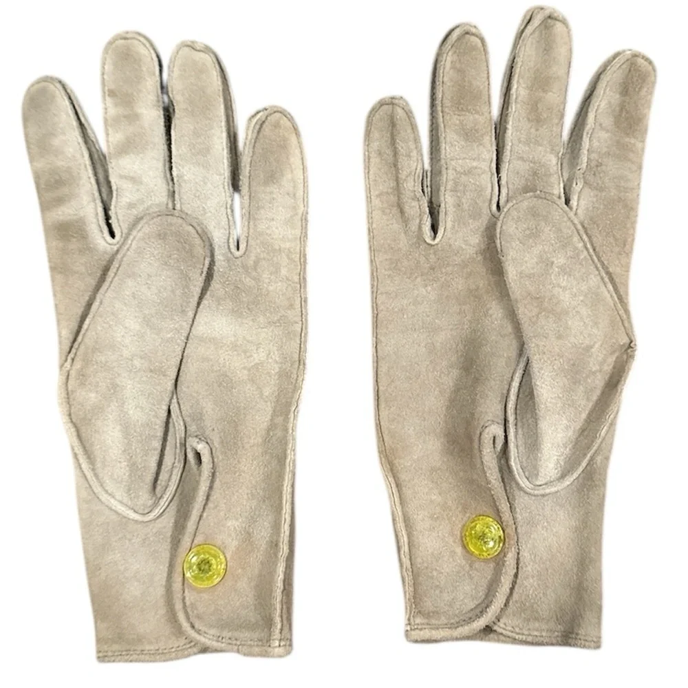 Mid Century Gemsco Taupe Suede Driving Gloves Size 7.5